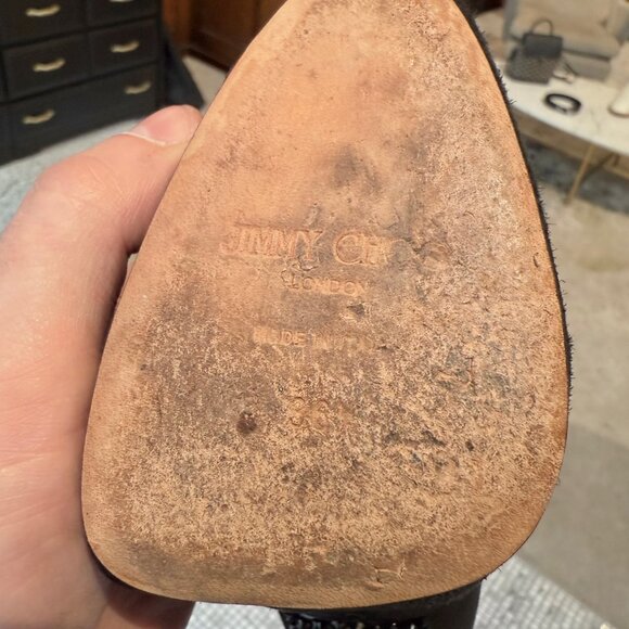 Jimmy Choo Black Suede Crystal Embellished Heels Platform Esam Pumps - Picture 9 of 13